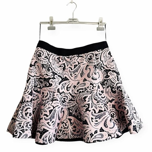 Mary Katrantzou Paige printed satin‎ twill mini skirt, Pink Size US12, Nwt
